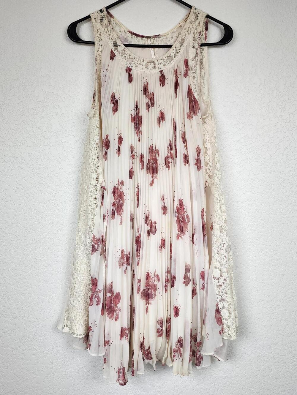 Free People Pleated Floral Mini Small Dress